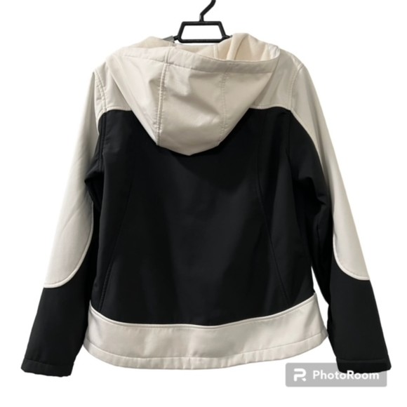 Free Country Womens White & Black Hooded Gray Fleece Lined Jacket Size Medium - Picture 2 of 7